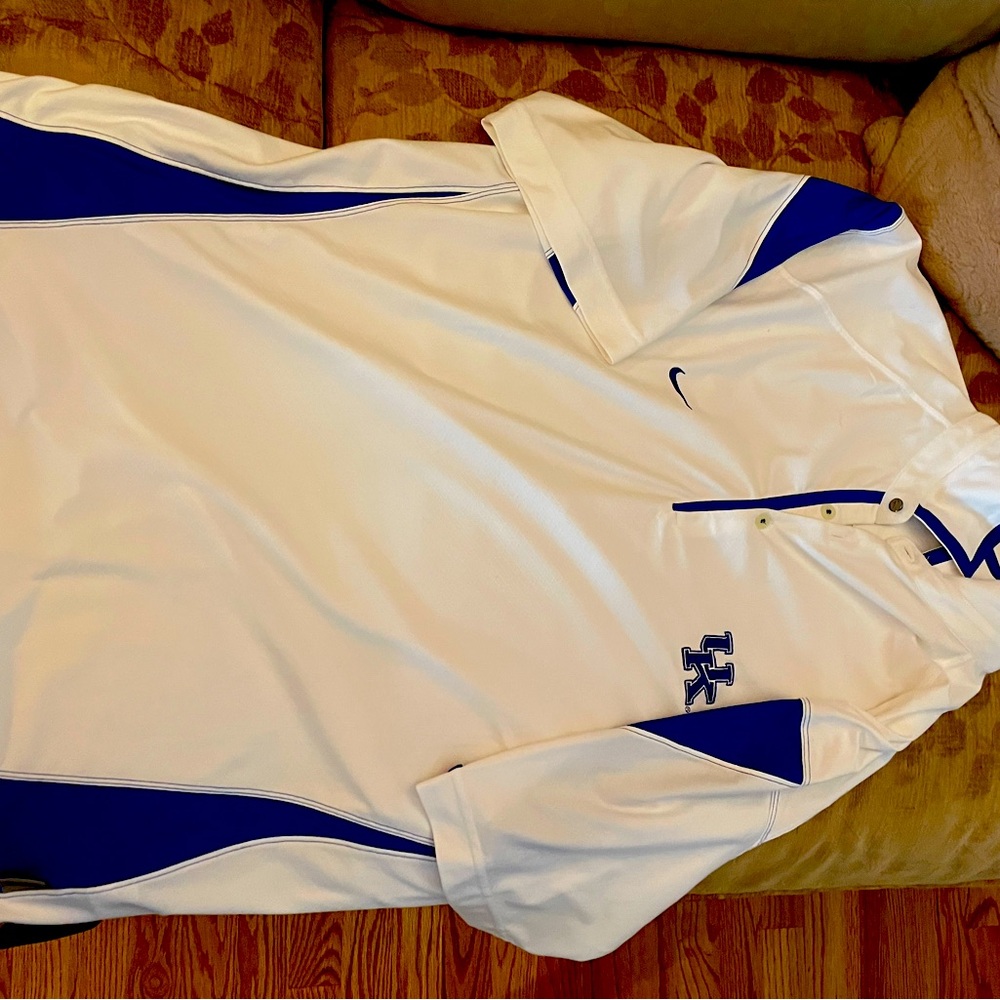 Nike Dri-Fit White/blue University of Kentucky men’s polo xl